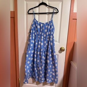 Blue and white floral tiered dress